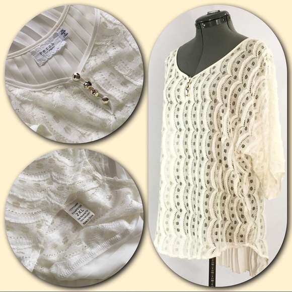 𝅺perch by blu pepper 💕Elegant Cream Lace Tunic💕 - Picture 4 of 4